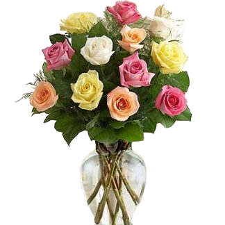 15 multi-colored roses | Flower Delivery Ufa