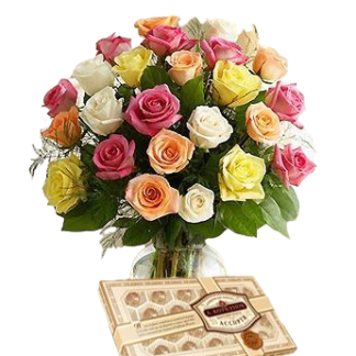 25 colorful roses with chokolates | Flower Delivery Ufa