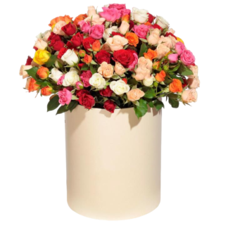 Mixed roses in a hatbox | Flower Delivery Ufa