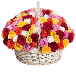 51 colorful roses in the basket | Flower Delivery Ufa